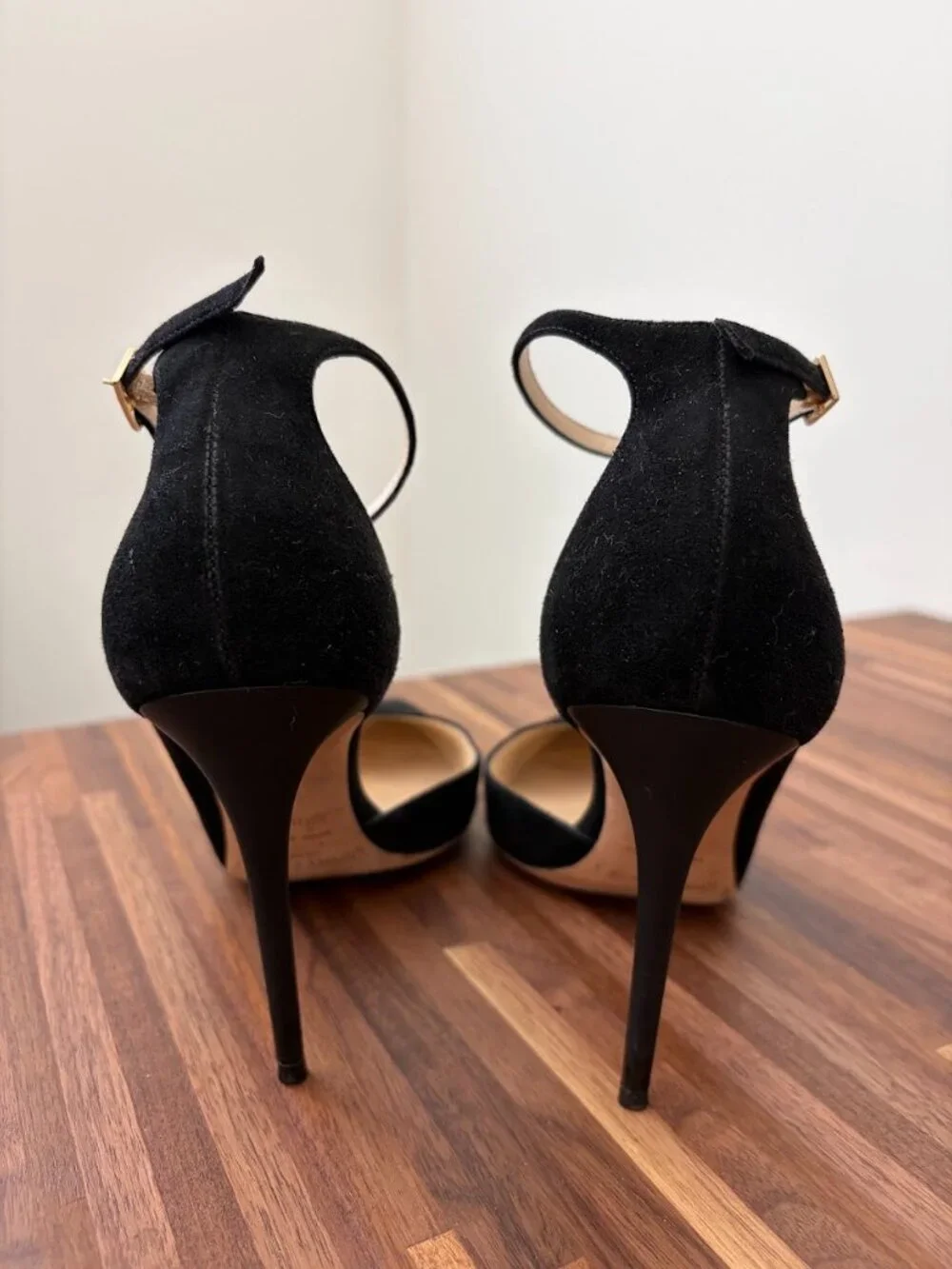 Jimmy Choo Black Suede Lucy 100 Ankle Strap d'Orsay Pumps -Size 36 1/2